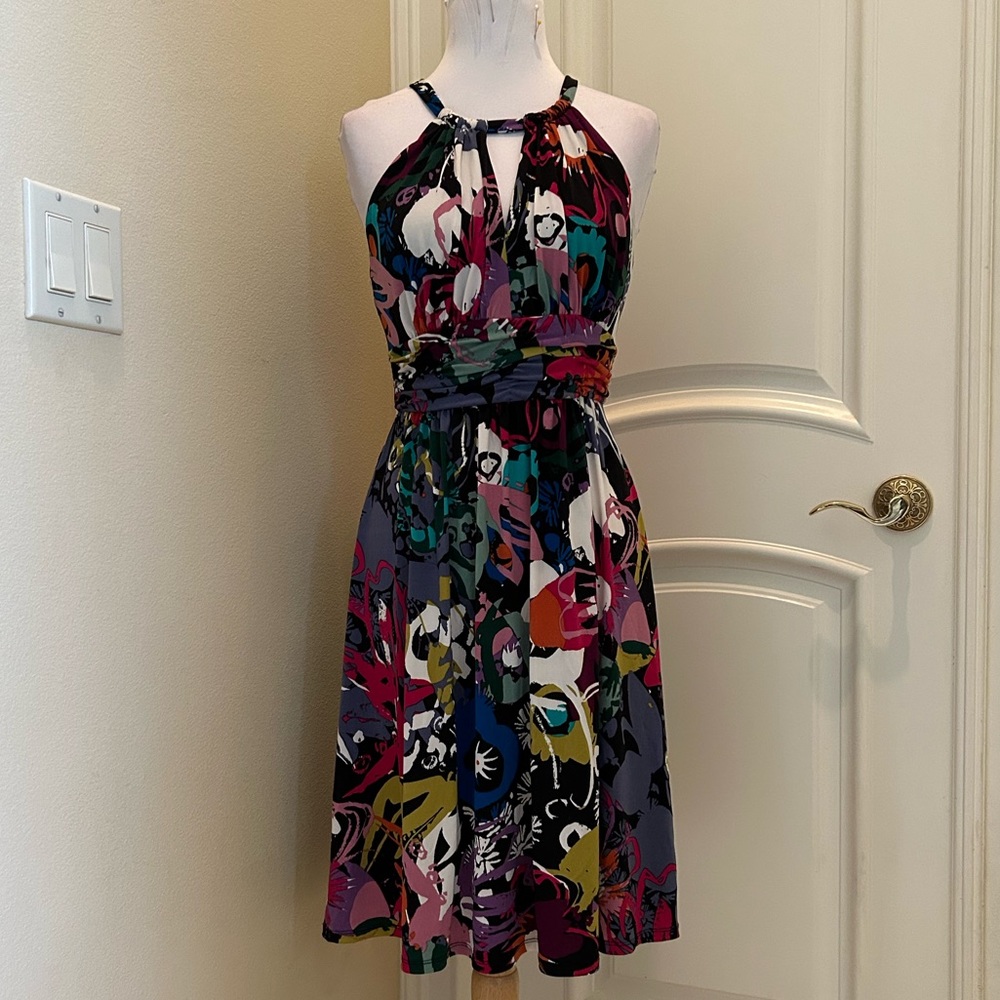 Vintage Suzi Chin knit jersey colorful dress